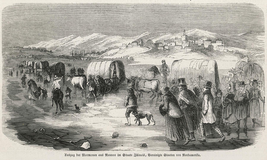 The Mormons Leave Nauvoo, Illinois Drawing by Mary Evans Picture ...