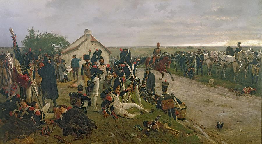 Flag Painting - The Morning Of The Battle Of Waterloo by Ernest Crofts
