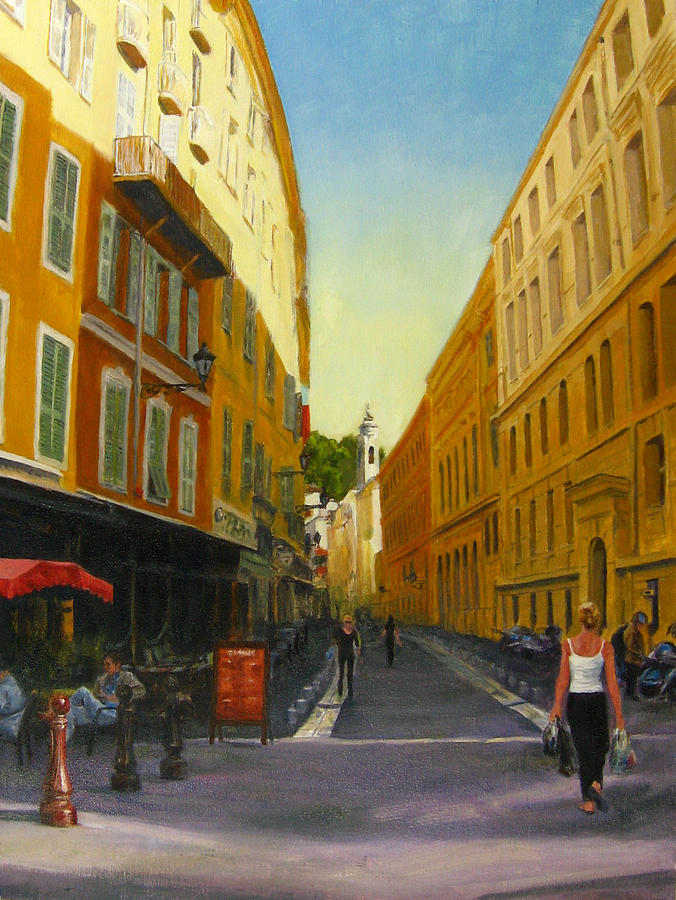 The Mornings Shopping in Vieux Nice Painting by Connie Schaertl