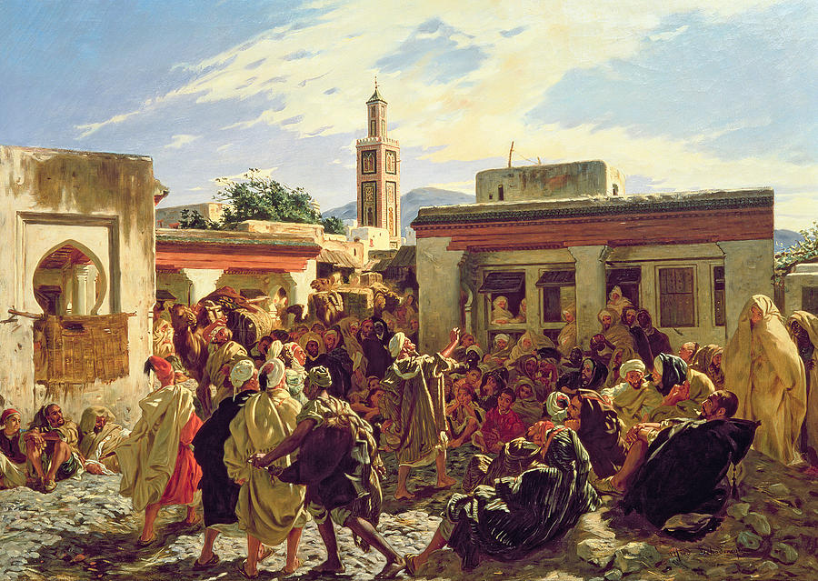 Busy Painting - The Moroccan Storyteller by Alfred Dehodencq