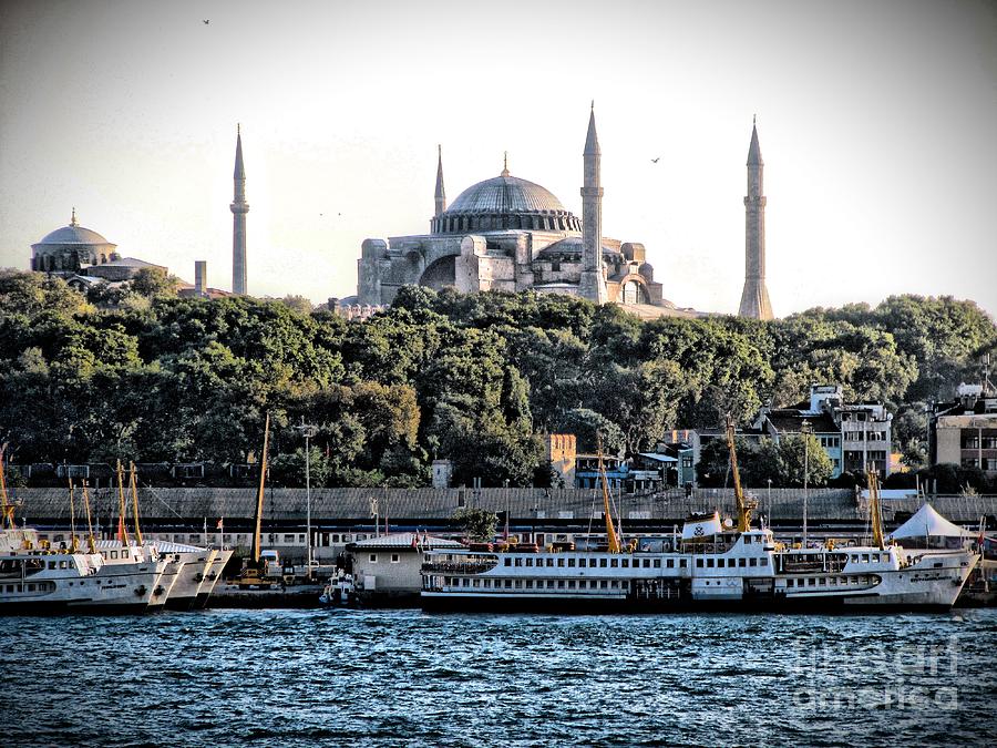 The Mosque and Ferries in Istanbul Photograph by Phyllis Kaltenbach