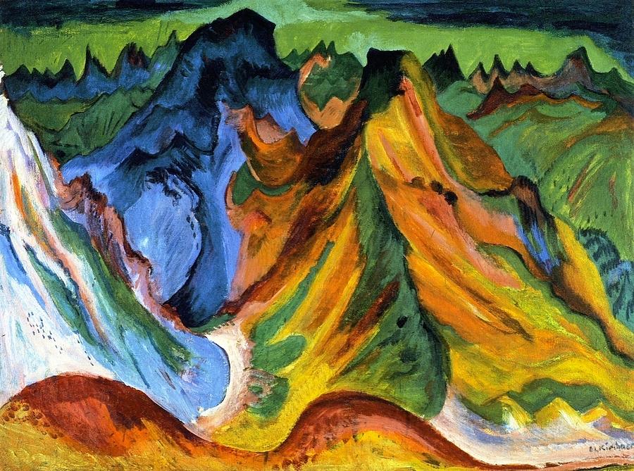 The mountain Weissfluh and sheep scab Painting by Ernst Ludwig Kirchner