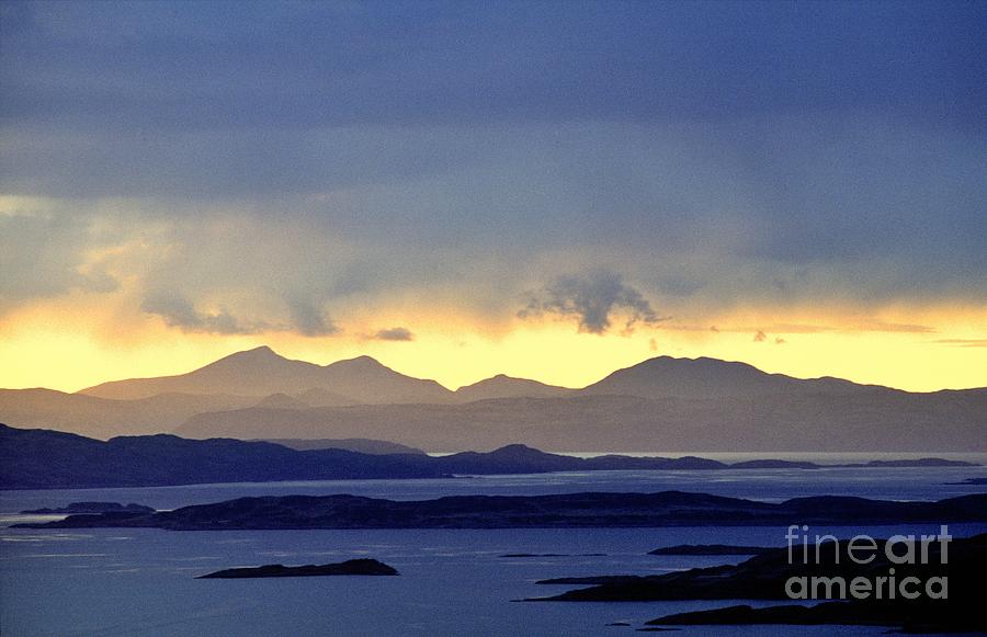 The mountains of Mull seen over the Sound of Jura Inner Hebrides ...