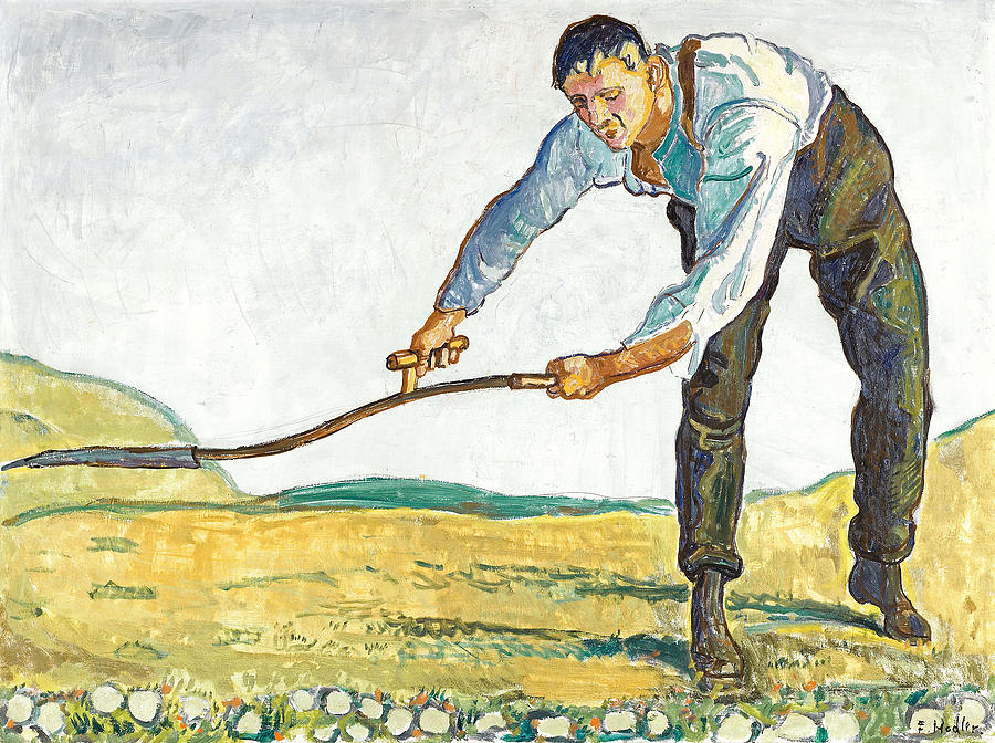 The Mower Painting by Ferdinand Hodler
