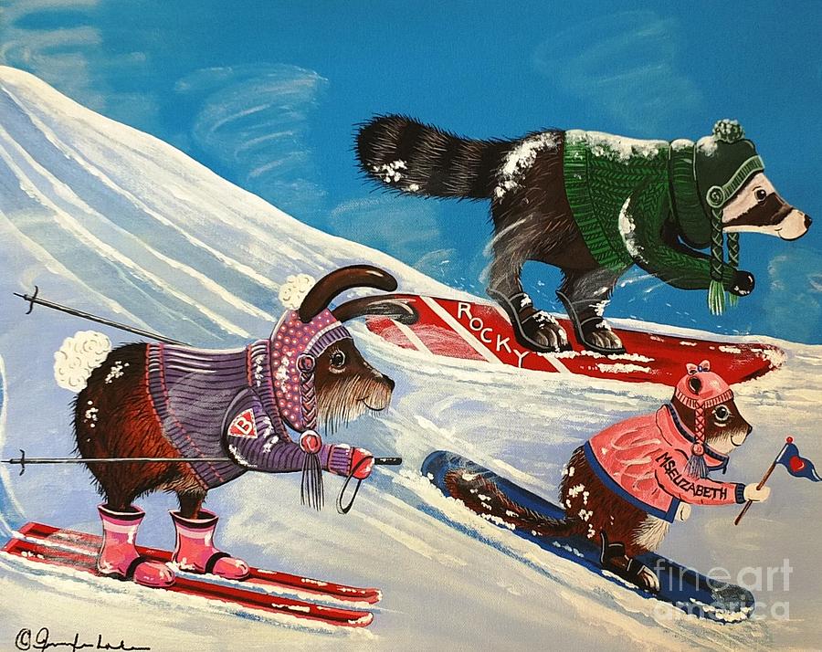 The Ms Elizabeth Ski Team Painting by Jennifer Lake