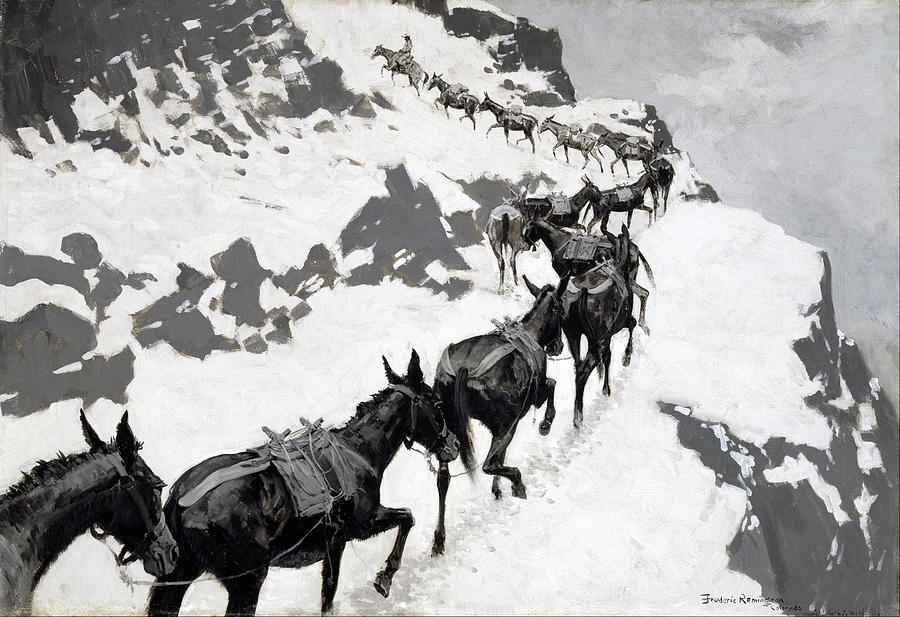 The Mule Pack Painting by Frederic Remington