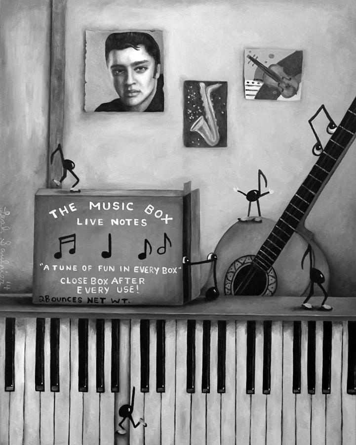 Elvis Presley Painting - The music Box bw by Leah Saulnier The Painting Maniac