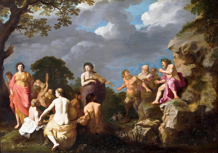 The Musical Contest between Apollo and Marsyas Painting by Cornelis van Poelenburgh