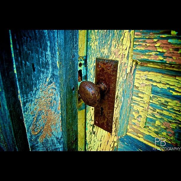 Colorful Photograph - The Mystery Door Handle! #abandoned by Pb Photography