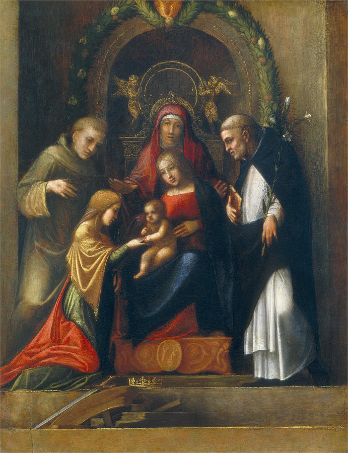 The Mystic Marriage Of St Catherine Painting By Antonio Allegri 