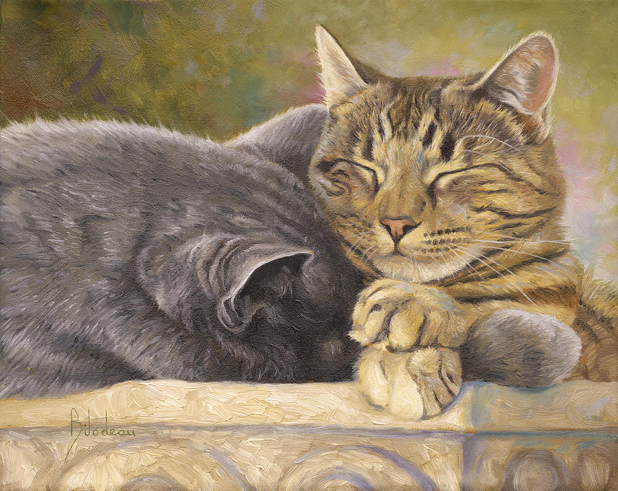 Cat Painting - The Nap by Lucie Bilodeau