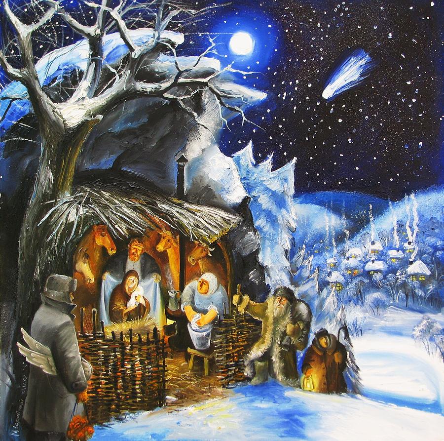 The Nativity Painting by Mikhail Zarovny