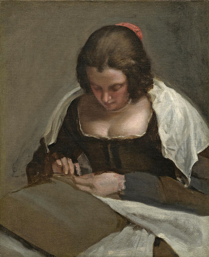 Sewing Painting - The Needlewoman, C.1640-50 by Diego Rodriguez de Silva y Velazquez