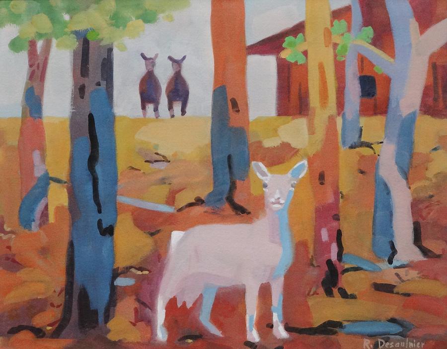 Nature Painting - The Neighbors Goats by Bob Desaulnier