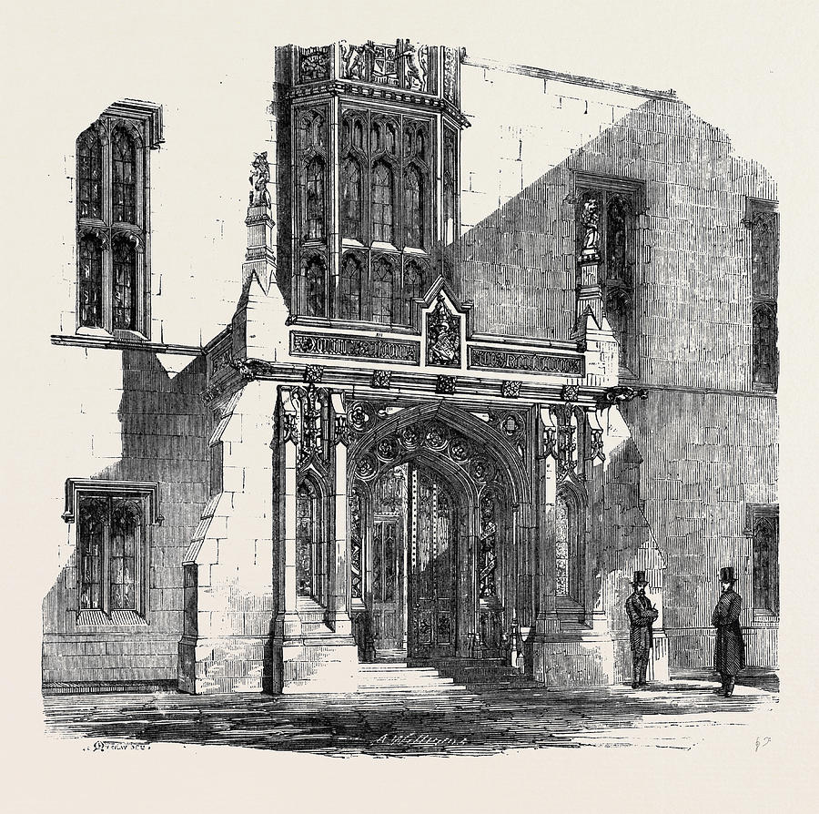 The New Houses Of Parliament The Porch At The Speakers Drawing by ...