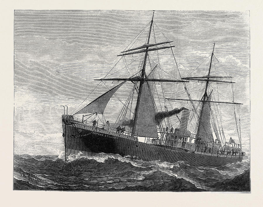 The New Indian Telegraph-ship Patrick Stewart 1879 Drawing by Indian ...