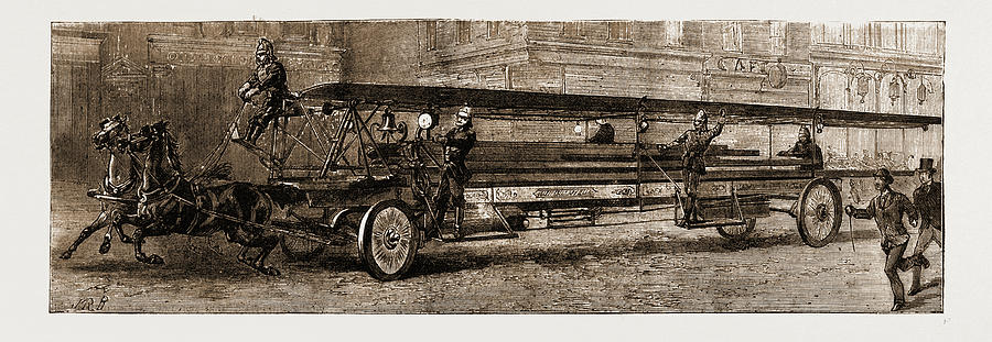 Vintage Drawing - The New Ladder-truck For Saving Life At Fires First Used by Litz Collection