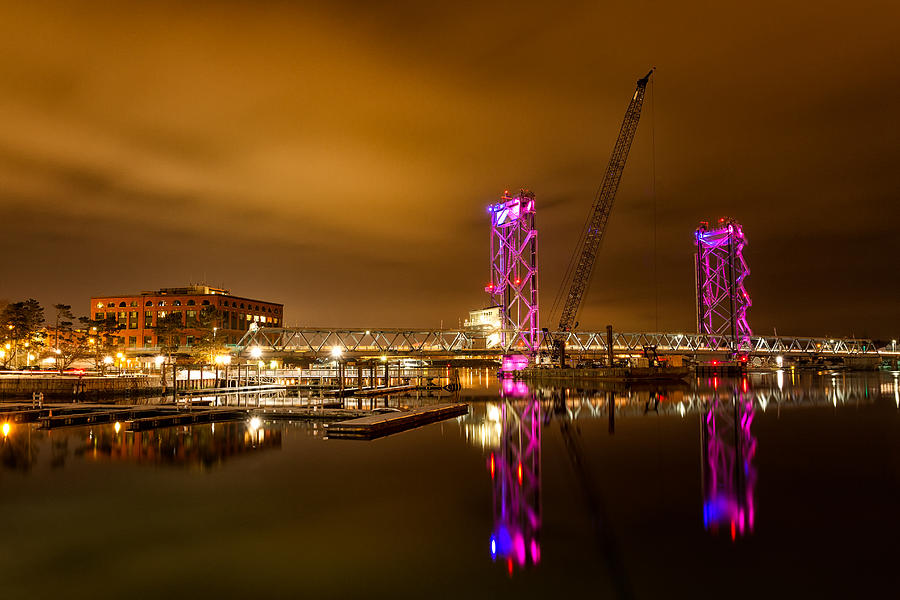 The New Memorial Bridge At Night Photograph by Jeff Sinon