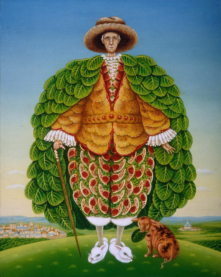 Nature Photograph - The New Vestments Ivor Cutler As Character In Edward Lear Poem, 1994 Oils And Tempera On Panel by Frances Broomfield