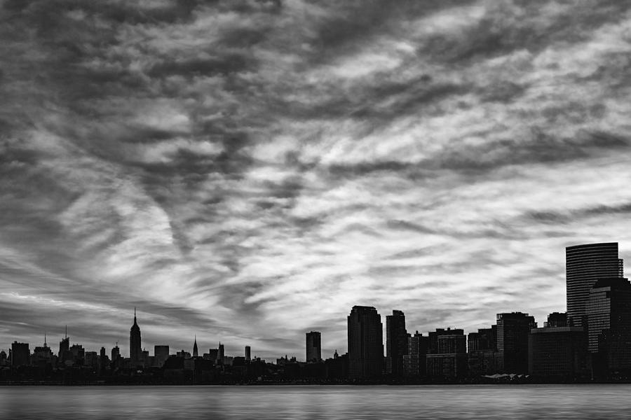 The New York City Skyline Awakens Bw Photograph