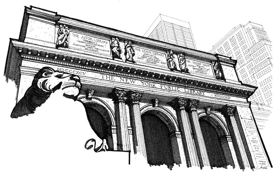 The New York Public Library Drawing by Calvin Durham