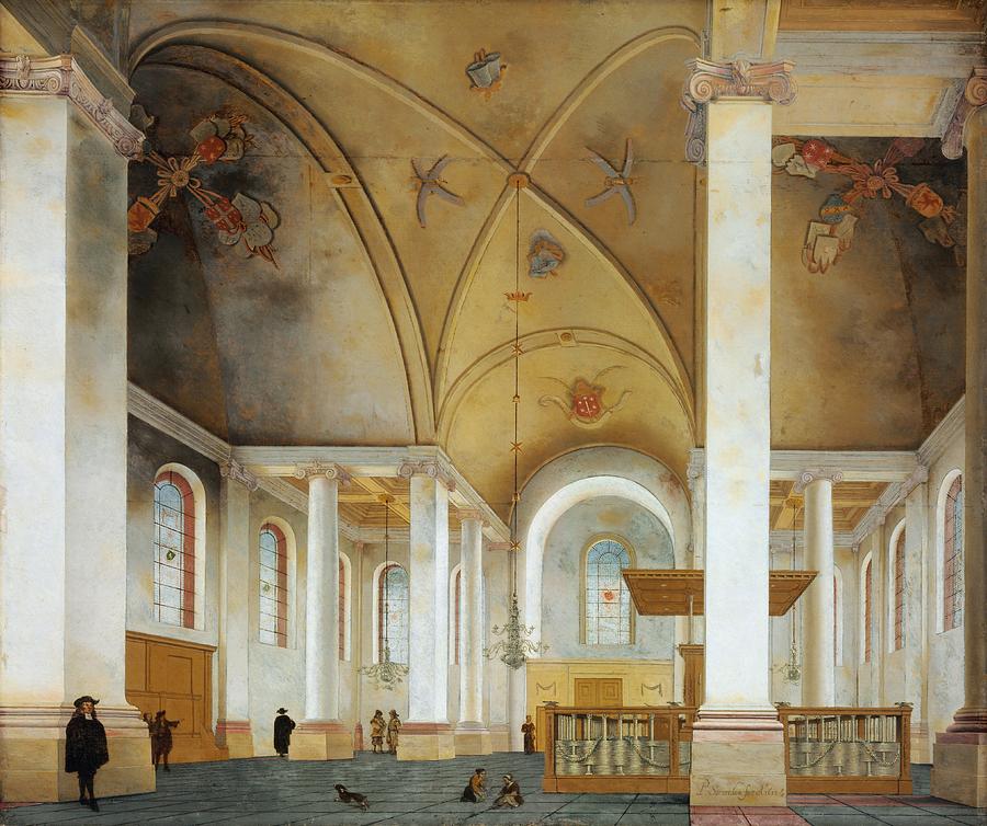1653 Painting - The Nieuwe Kerk in Haarlem by Pieter Jansz Saenredam