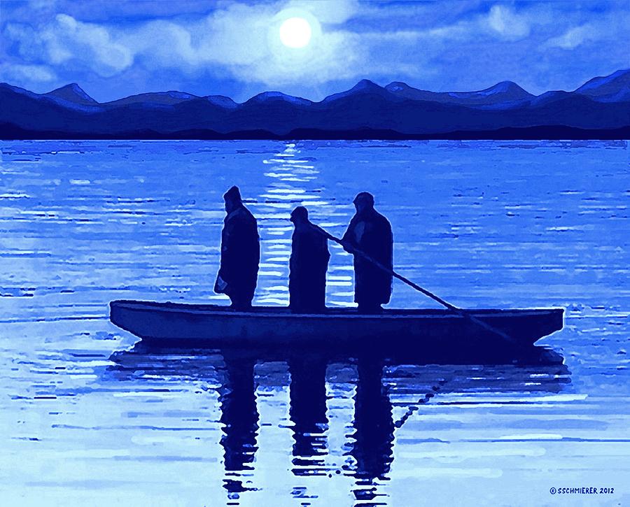 Boat Painting - The Night Fishermen by SophiaArt Gallery