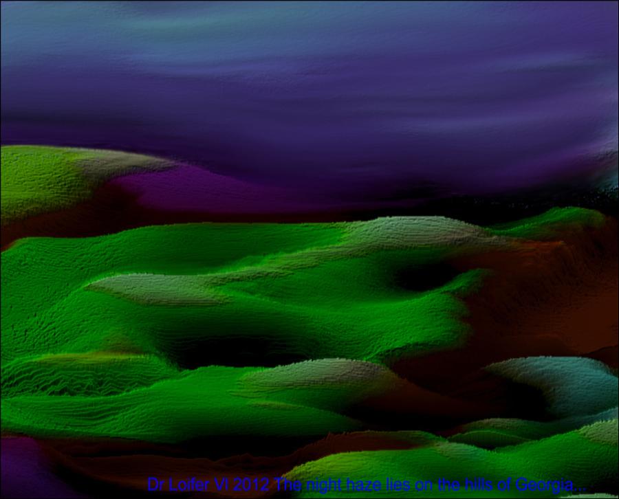 The night haze lies on the hills of Georgia Digital Art by Dr Loifer Vladimir