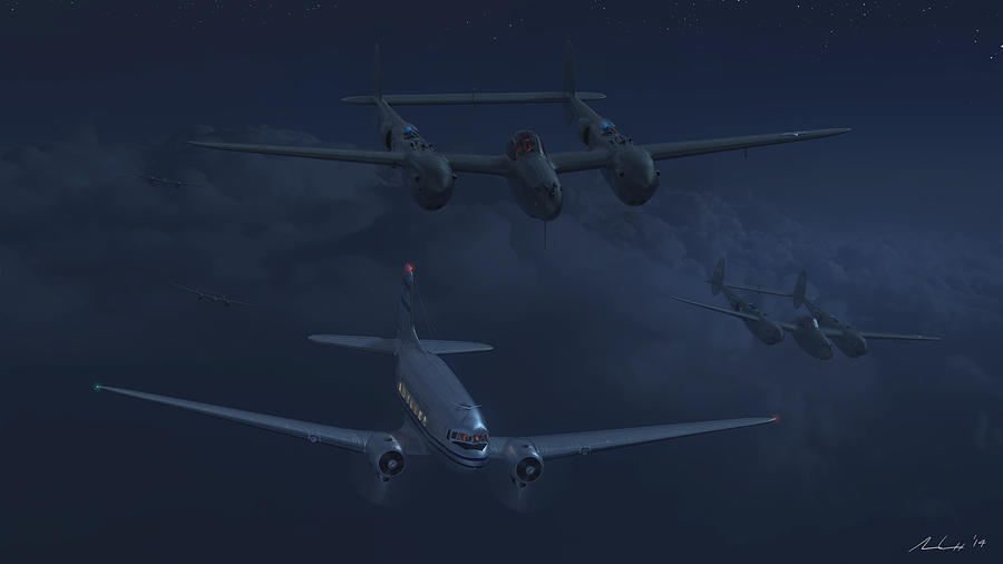 P-38 Painting - The Night Watch by Adam Burch