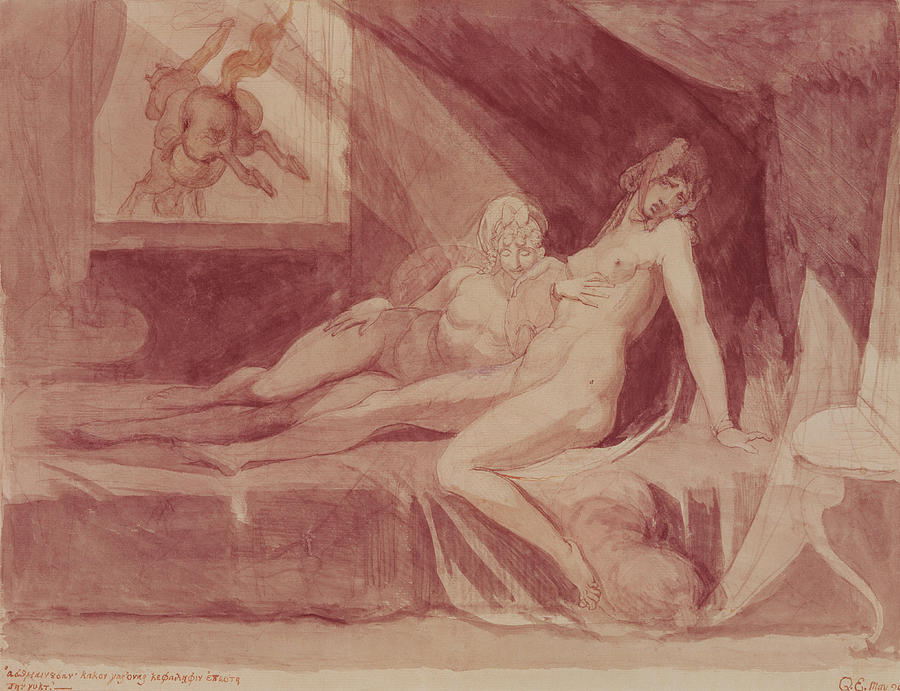 Disturbed Photograph - The Nightmare Leaving Two Sleeping Women, 1810 Graphite & Wc On Paper by Henry Fuseli