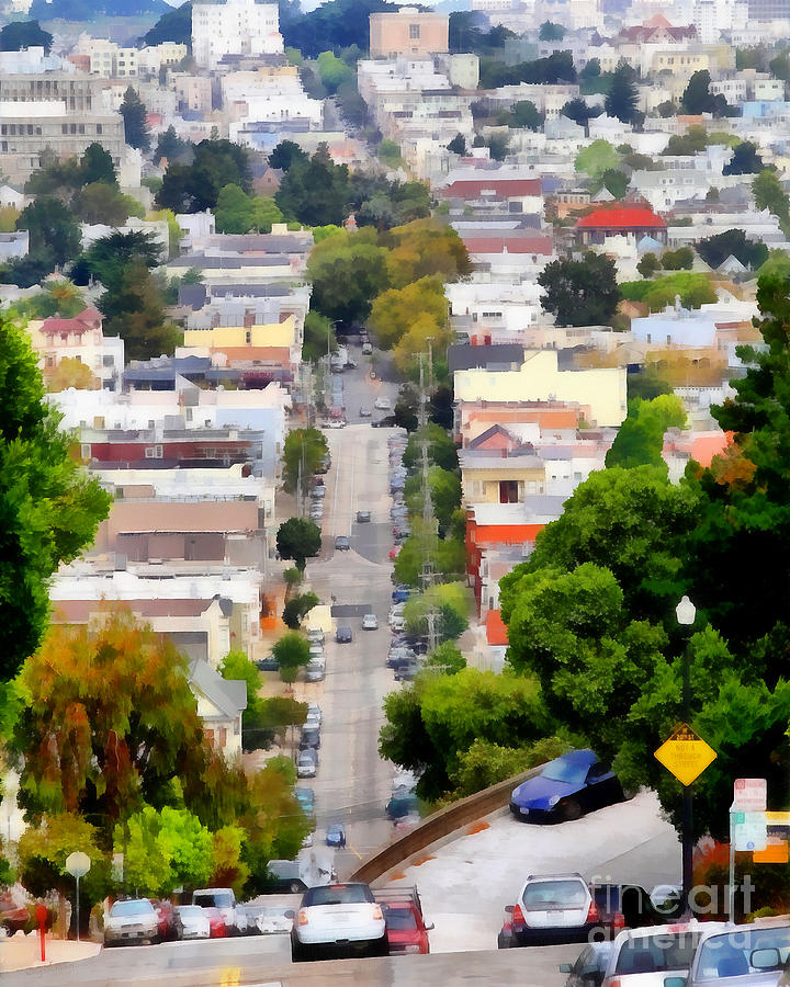 The Noe Street Hill in San Francisco . 7D7559 Photograph by Wingsdomain Art and Photography