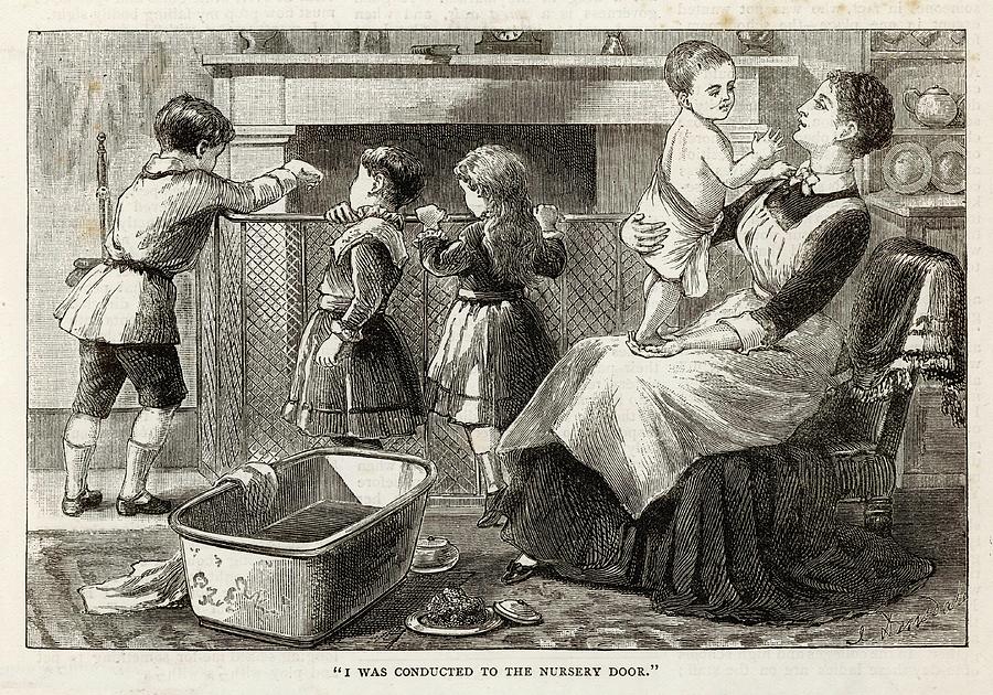 The Nursemaid Baths The Youngest Drawing by Mary Evans Picture Library