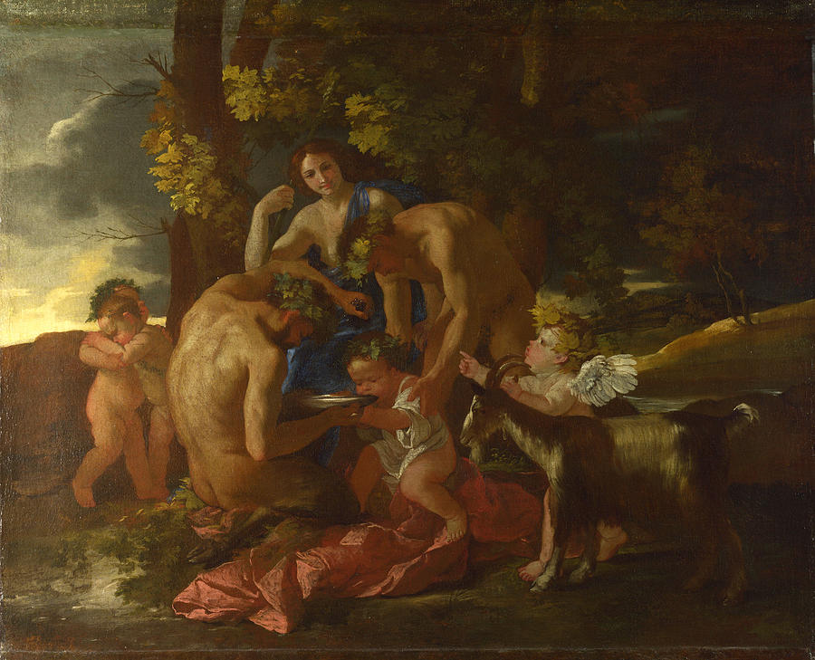 The Nurture of Bacchus Painting by Nicolas Poussin
