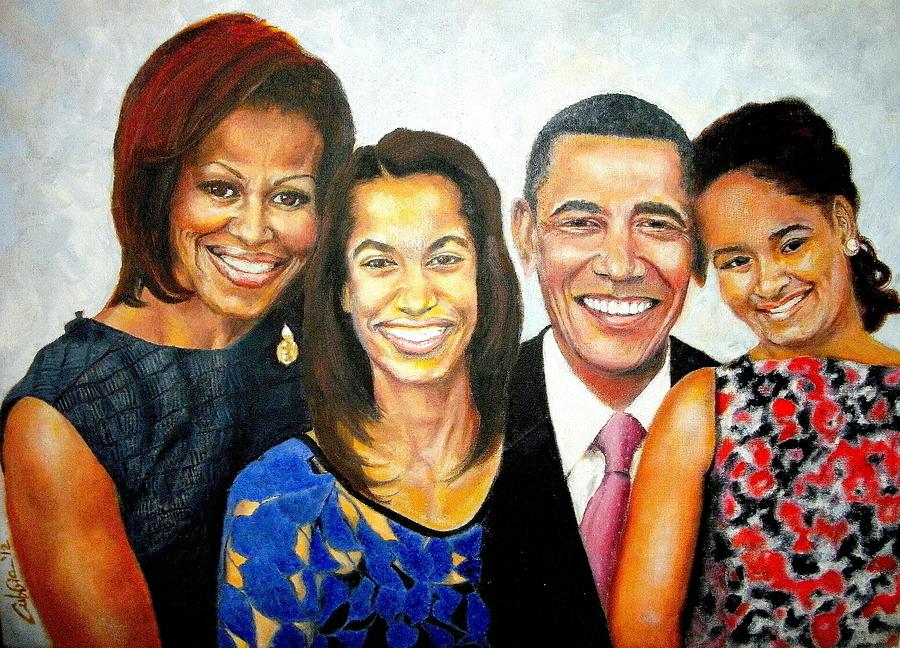 The Obama Family Painting by G Cuffia