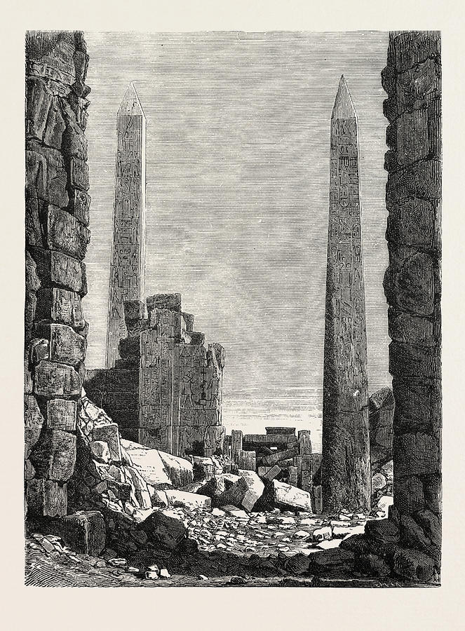 The Obelisks In The Oldest Part Of Karnak Drawing by Litz Collection ...