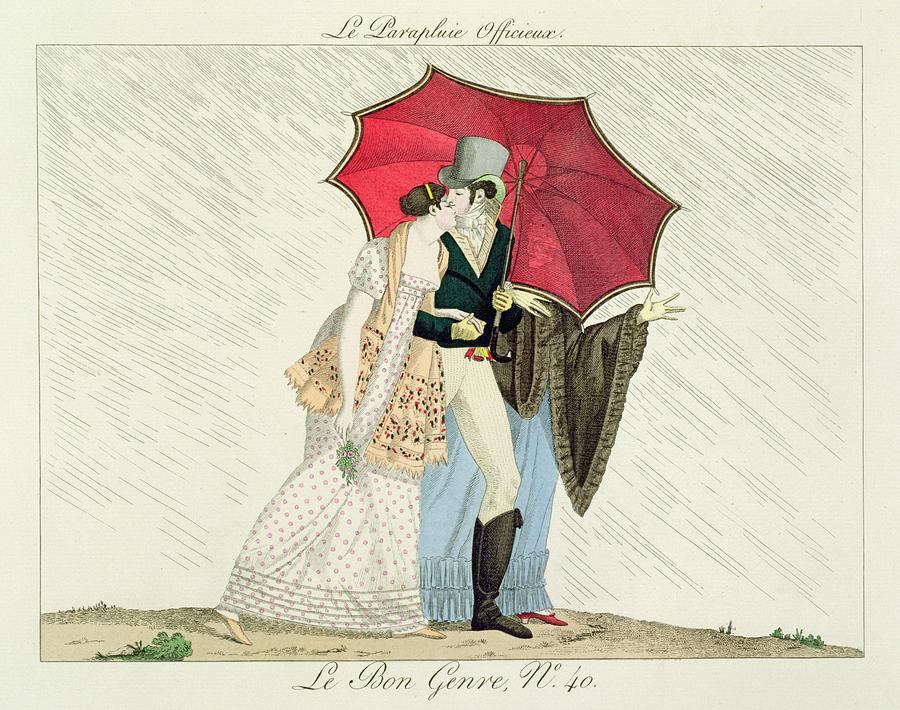 The Obliging Umbrella Drawing by French School
