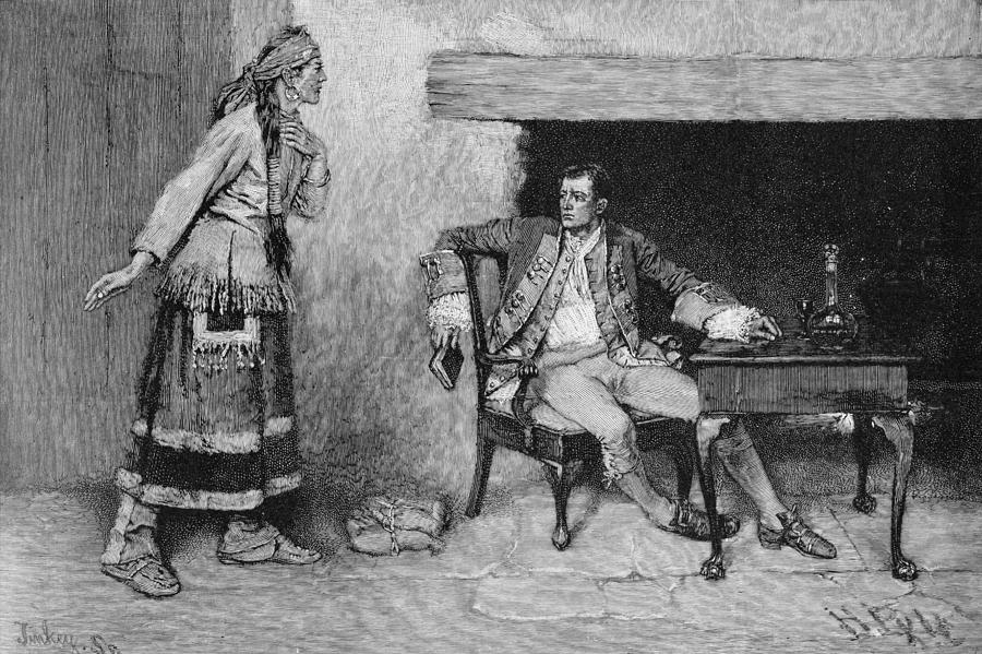 Native American Indian Photograph - The Ojibway Maiden Disclosing Pontiacs Plot, Engraved By John Tinkey Fl.1871-1901 Illustration by Howard Pyle