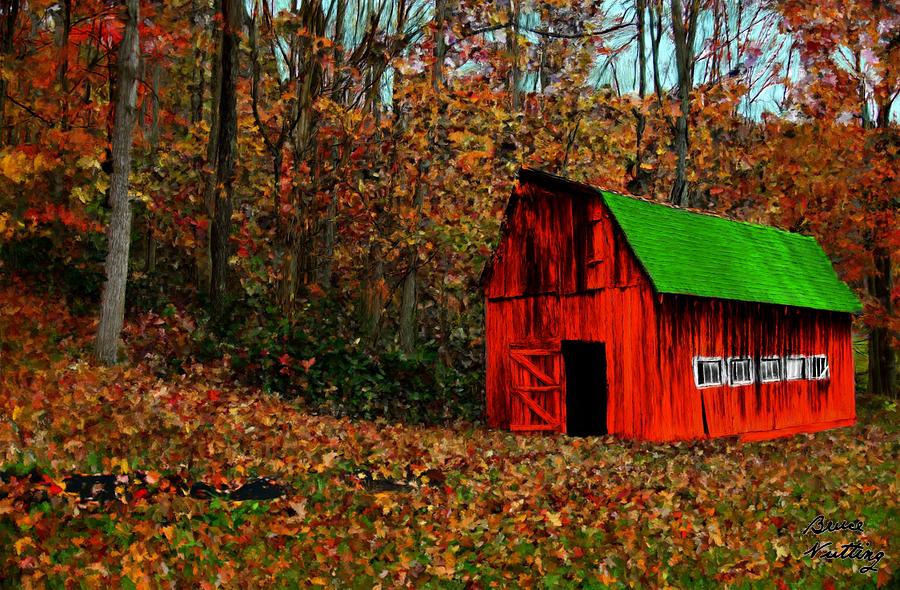 The Old Barn in the Fall Painting by Bruce Nutting