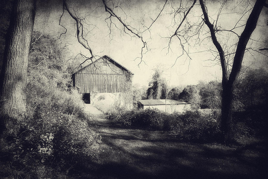The Old Barn in Vintage Photograph by Trina  Ansel