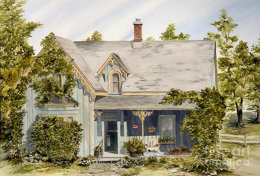 The Old Blue House Painting by Jackie Mueller-Jones
