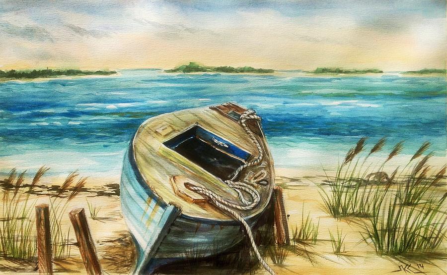 The old boat Painting by Katerina Kovatcheva
