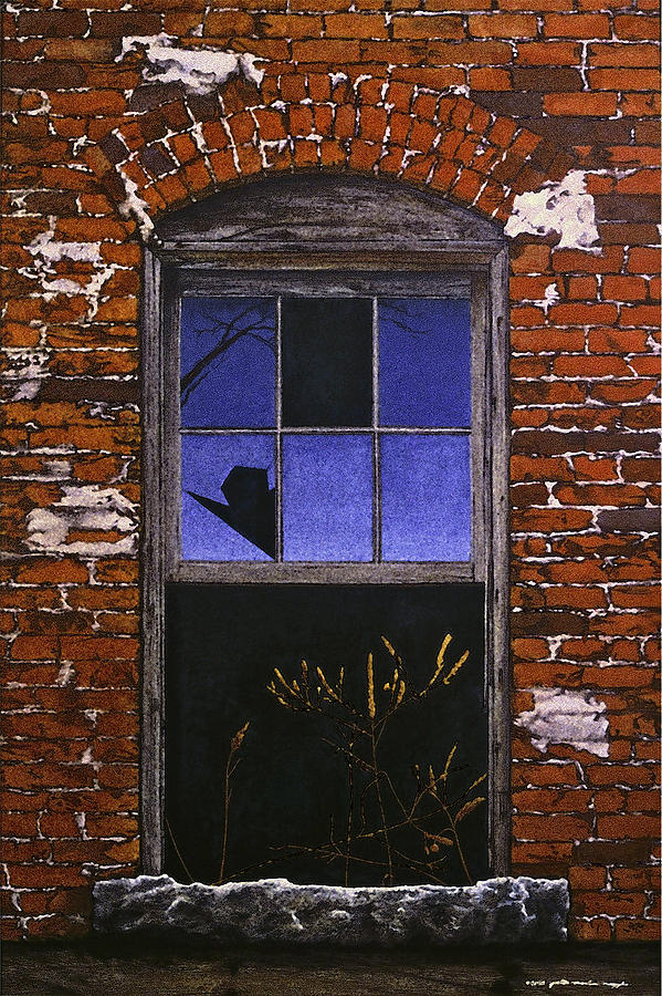 Egg Tempera Painting - The Old Brick Mill Window by Peter Muzyka