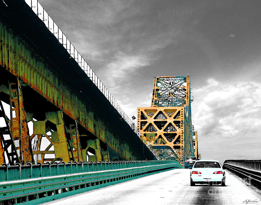 The Old Bridge Hwy 190 Mississippi River Bridge Baton Rouge Digital Art by Lizi Beard-Ward