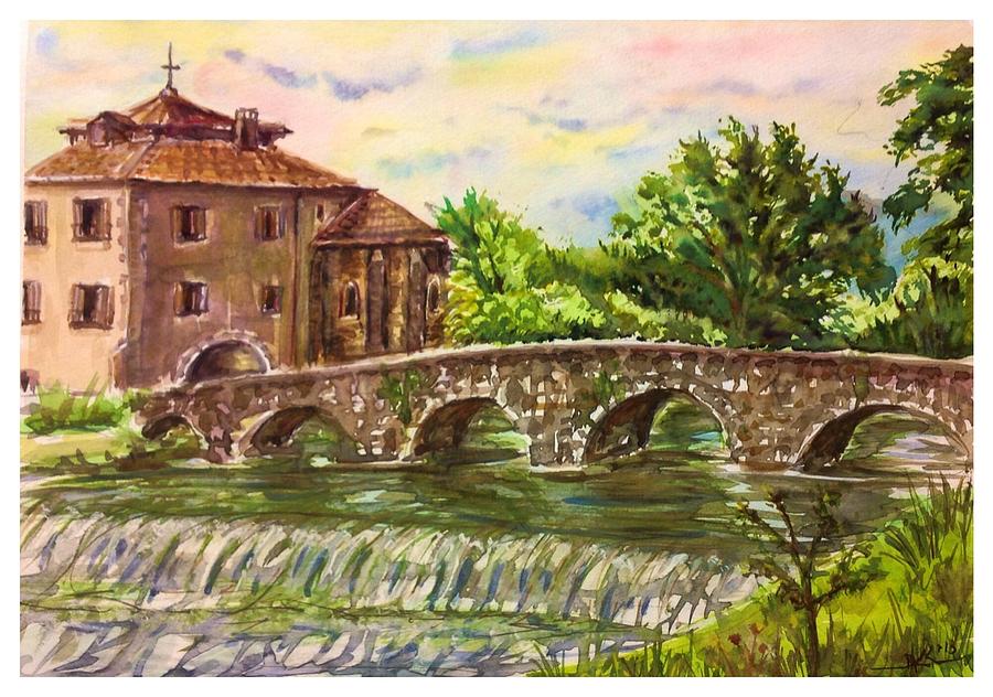 The old bridge Painting by Katerina Kovatcheva