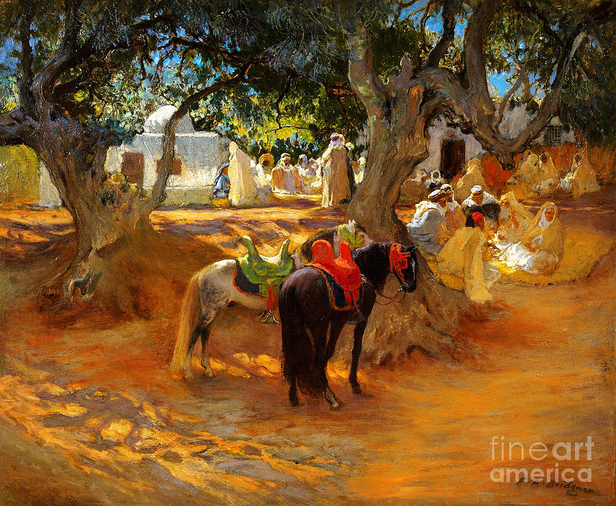Frederick Arthur Bridgman Painting - The Old Cafe near Algiers by Celestial Images
