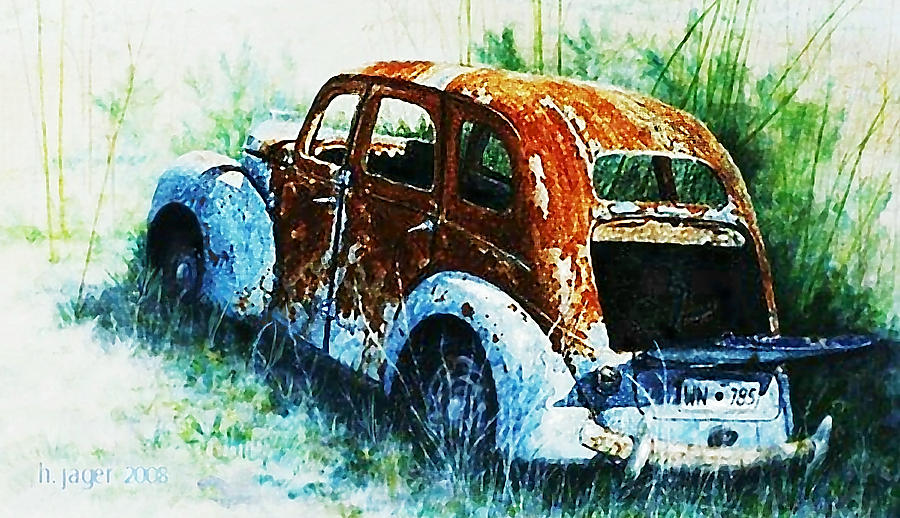 The  Old  Car Painting by Hartmut Jager