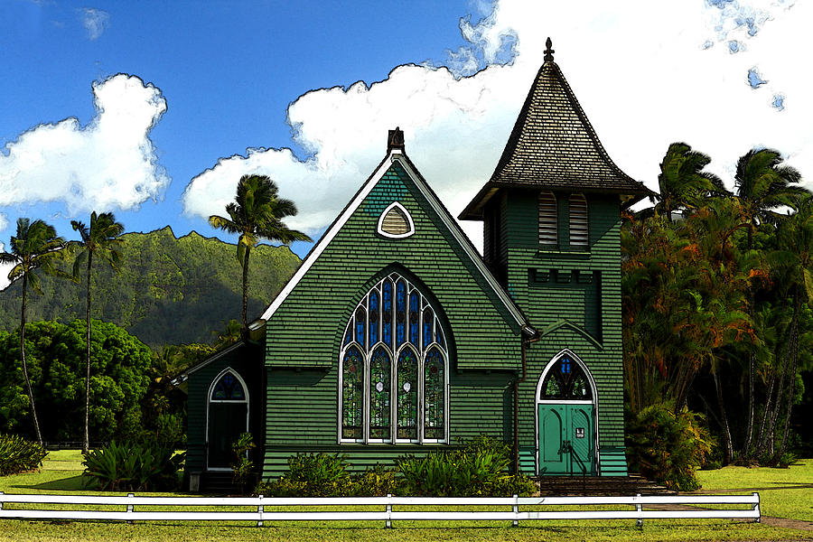 Historical Photograph - The Old Church In Hanalei by James Eddy