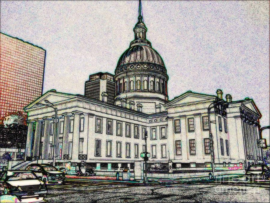 The Old Court House in Colored Pencil Photograph by Kelly Awad