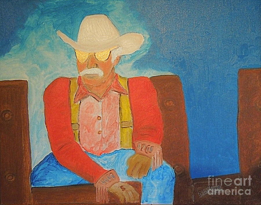 The Old Cowboy Painting by Richard W Linford