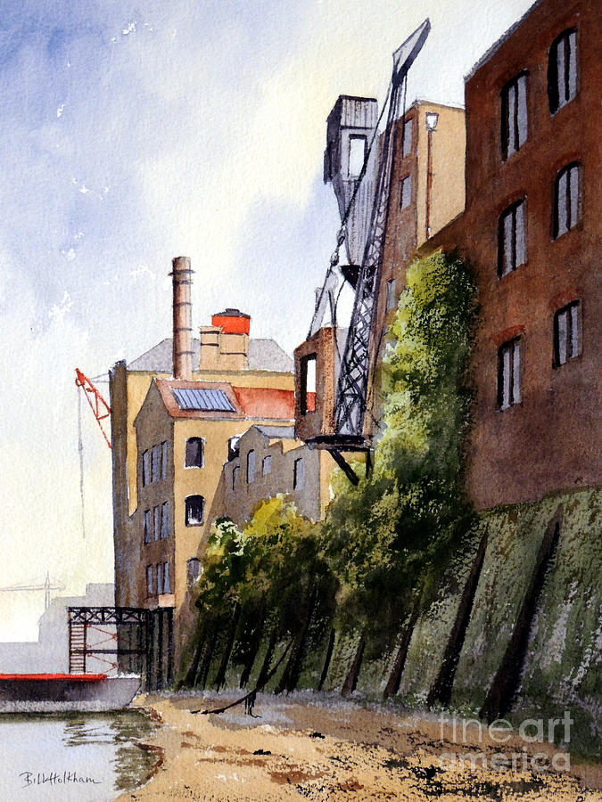 The Old Docks - Rotherhithe London Painting by Bill Holkham
